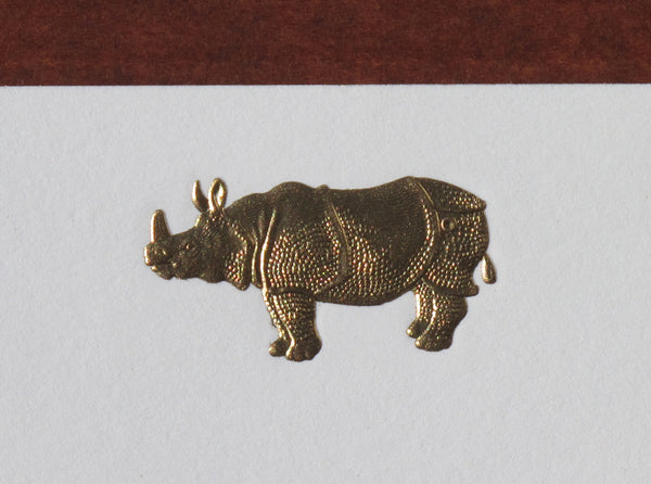 Golden Rhino Engraving